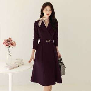 [시크라인] 크로포드 테일러드 카라 벨티드 포멀 원피스 빅사이즈/오피스룩/하객룩