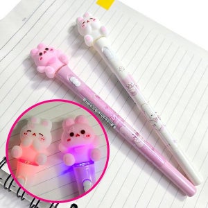 [팬시토이] 토끼 라이트 중성펜 1P LED 귀여운 토끼 피규어 핑크 분홍색 불빛 학용품 필기구 감성 문구