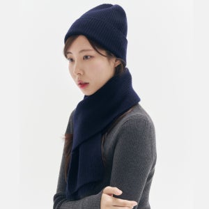퓨어 몽골 캐시미어100% 머플러 네이비 목도리, 10GRAM (텐그램)