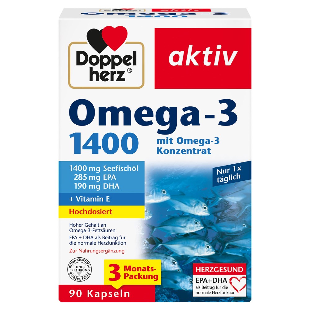 도펠헤르츠 오메가3 1400 mg <b>비타민E90 캡슐</b> x2 6개월  2개  90정