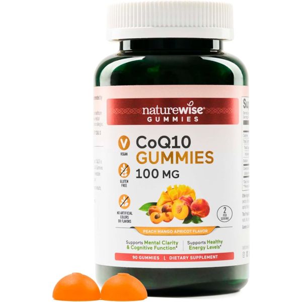 아미그달린 <b>면역력</b> 강화 살구 <b>네이처</b>로<b>와이즈</b> CoQ10 코큐텐 구미 100mg 피치 망고 맛 건강 항산화 활동 펙틴 기반 비건 대두 비 90 개  Peach Mango  90 Cou