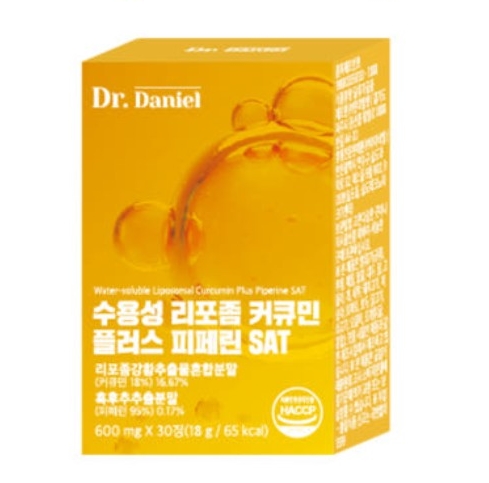 닥터다니엘 수용성 리포좀 <b>커큐민</b> 플러스 피페린 SAT 600mg x 30정
