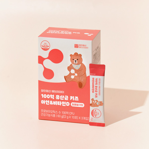 장인정신에브리데이 100억 유산균 키즈 아연 <b>비타민</b>D 2g 30포 1개