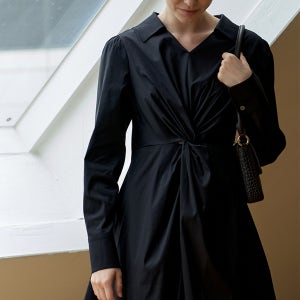 [드팜므] OPERA SHIRRING FLARE DRESS BK P0000KG