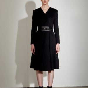 [드팜므] [류현경착용]CASHMERE NON COLLAR COAT BLACK P000000IK