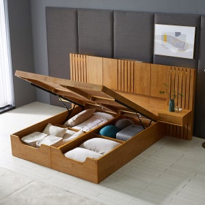 [MD PICK_위클리픽] 퍼니홈 스르륵 리프트업 호텔형 수납 침대 프레임 원목 Q