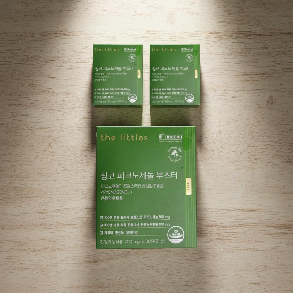 <b>더리틀스</b> 징코 <b>피크노제놀</b>부스터 1박스 1개월분  30정  3개