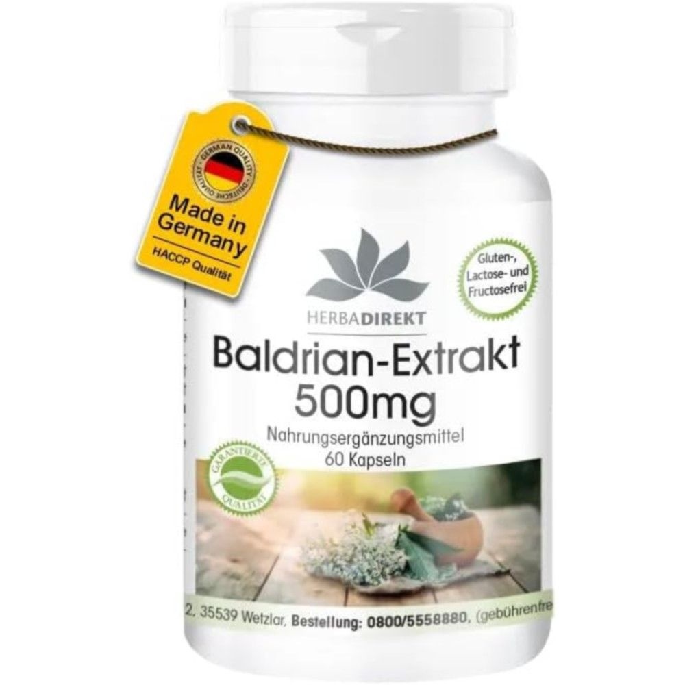 독일 HERBA DIREKT 발레리안 숙면 수면 도움 비건 60캡슐