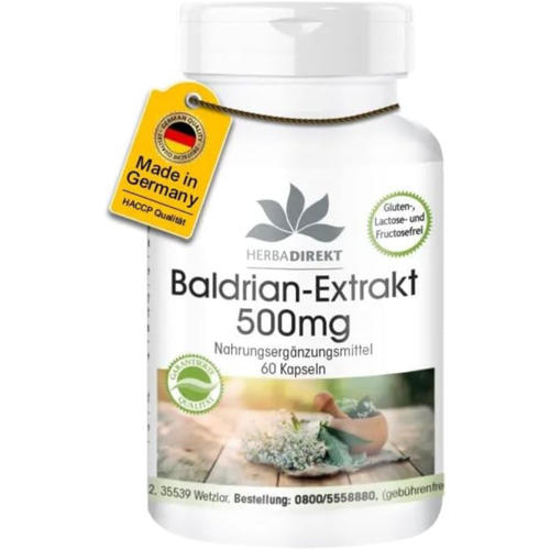 독일 HERBA DIREKT 발레리안 숙면 수면 도움 비건 60캡슐