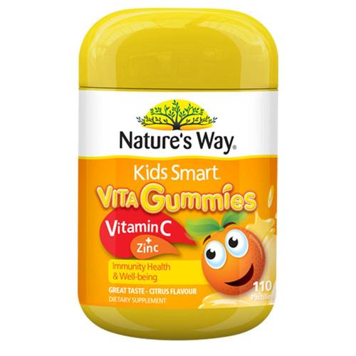Nature’s Way 뉴질랜드 <b>키즈 비타구미 비타민C</b> + <b>아연</b> 시트러스맛 110정