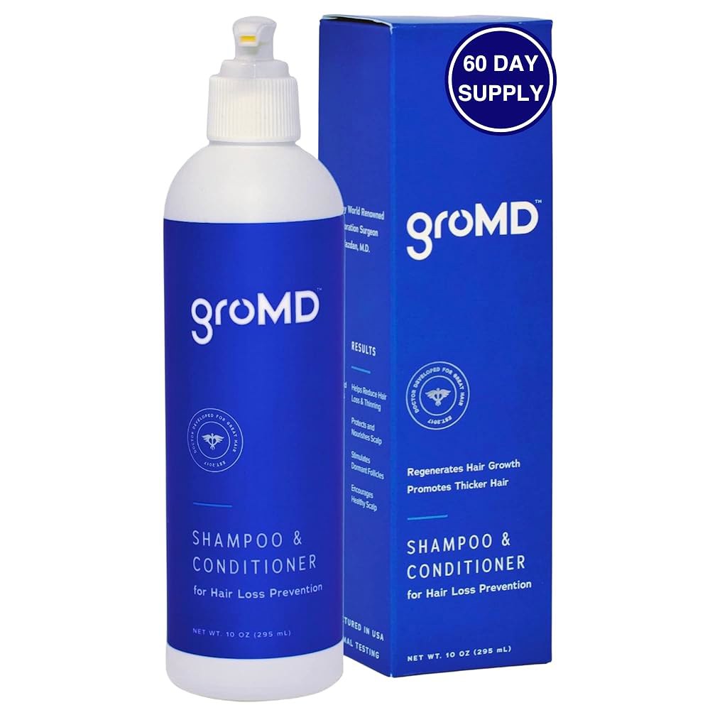 GroMD 바이오틴 샴푸 및 컨디셔너 발모 샴푸 남녀용 <b>탈모</b> 재생 치료 증점 아르간 오일 DHT 차단 성분 함유 <b>닥터</b> 포뮬러 10온스  1개