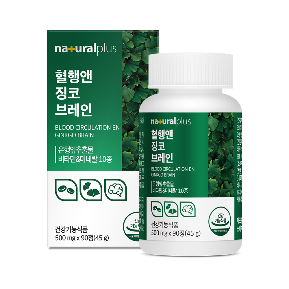 내츄럴플러스 혈행앤 징코 브레인 500mg x 90정, 1개