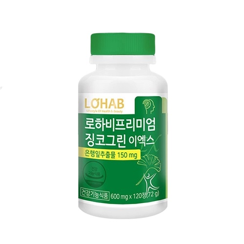 <b>로하비</b> 프리미엄 징코그린 이엑스 600mg x 120정, 1개