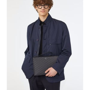 [닥스 액세서리 남성] [스테디셀러]블랙 로고패턴 가죽 클러치백 WBBA4F125BK