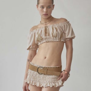 [스컬프터] Crinkle Volumer Top Dusty Beige SC25S277BE