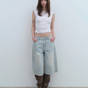 [밀로 우먼] 맥시 데님 버뮤다 팬츠 [라이트 블루] MW202LBL