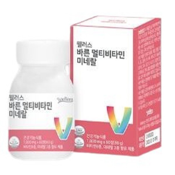 웰러스 바른 멀티비타민 미네랄 건조효모 유기농 야채혼합분말 비타민B 셀레늄 <b>크롬</b> 판토텐산 60정