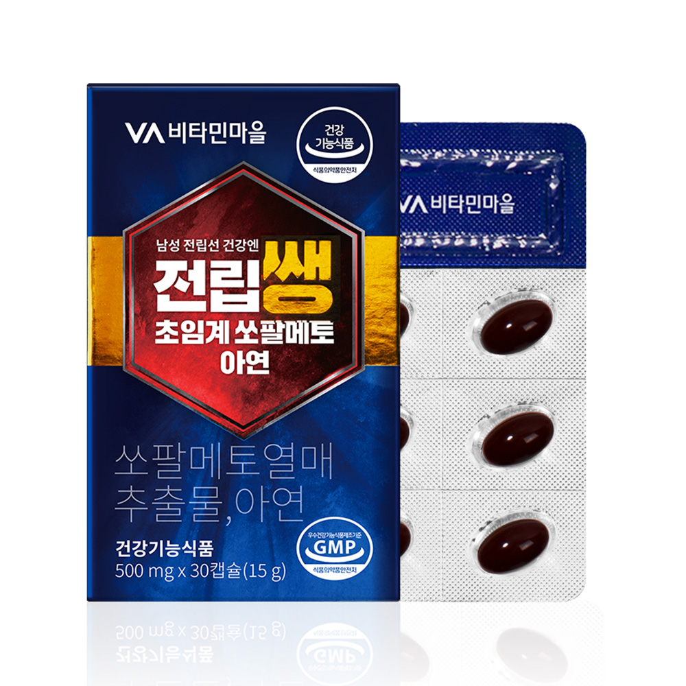 비타민마을 전립쌩 초임계 쏘팔메토 아연 500mg x 30캡슐, 3개