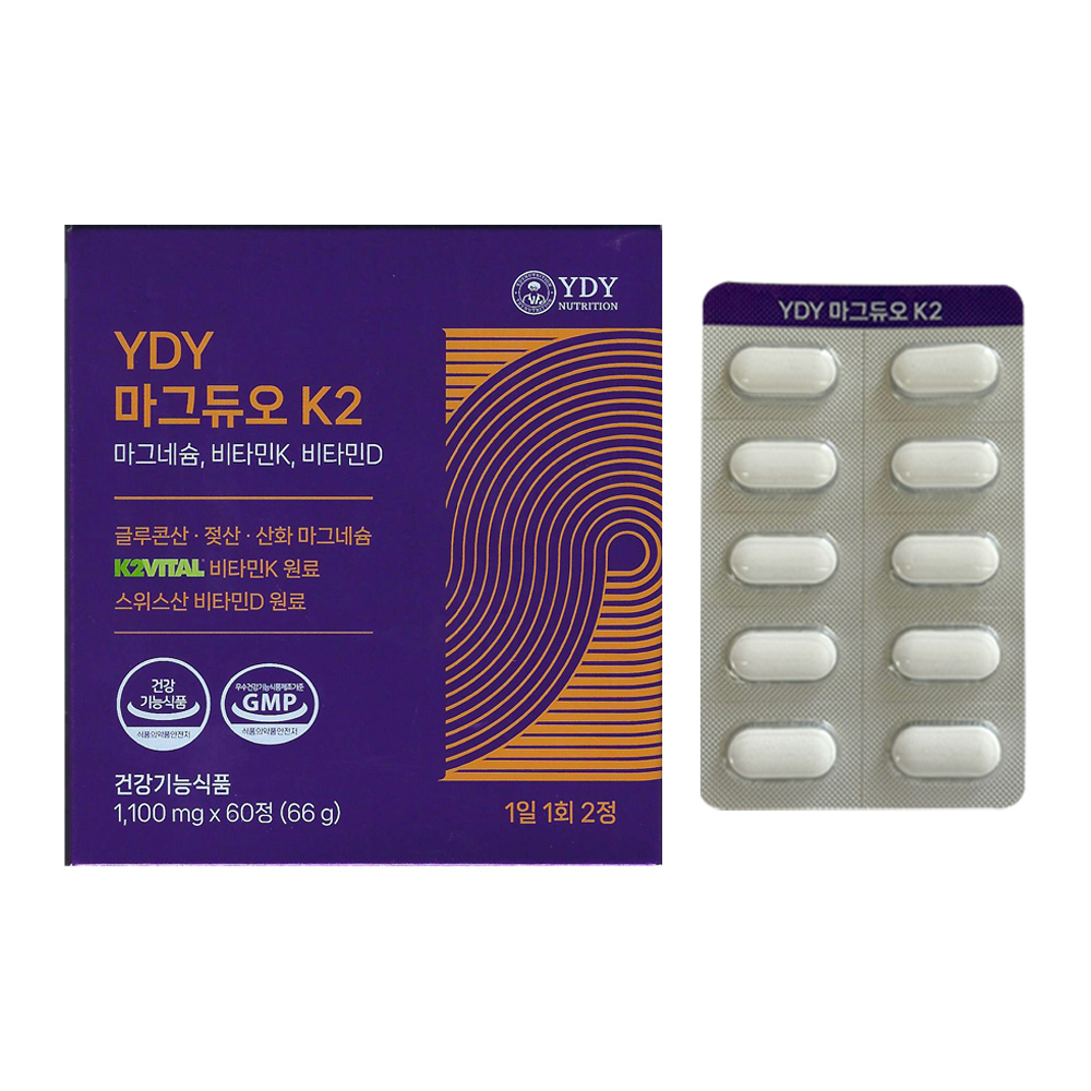 YDY뉴트리션 <b>마그듀오</b> K2 1100mg x 60정, 1개