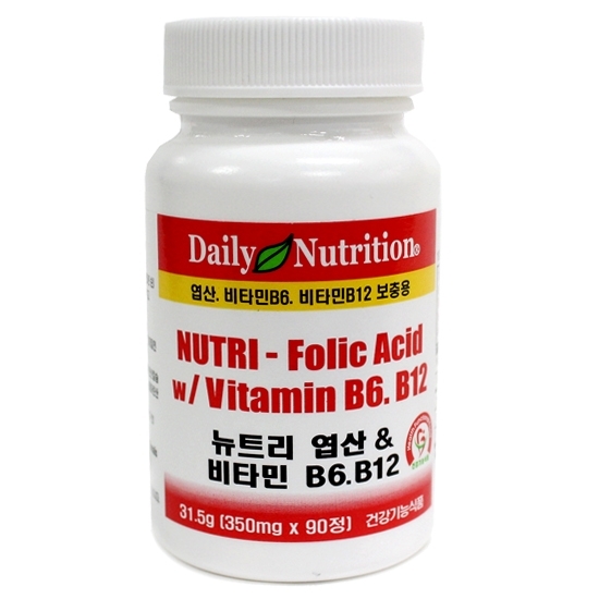 <b>데일리뉴트리션</b> 뉴트리 <b>엽산</b> 비타민B6 비타민B12 (350mg*90정)
