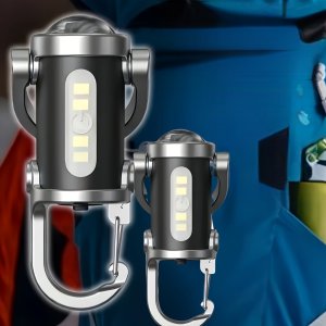2pcs LED 휴대용 키체인 다기능 플래시 라이트, Type-C 충전식 휴대용 손전등, 6가지 스위치 가능한 조명 모드, 야외 고輝도 미니 키체인 플래시 라이트 캠핑, 낚시 및