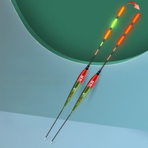 JESHUPEY 고감도 컬러 변경 수직 플로트, 녹색 PVC, 호수/얼음/저수지용 빛나는 야간 낚시 부버 - 비충전식, 1p