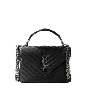 생로랑 컬리지 미듐 퀼팅 레더 숄더백 블랙 은장 600279 BRM04 1000 여성 24FW 1417748 600279BRM041000 135205784
