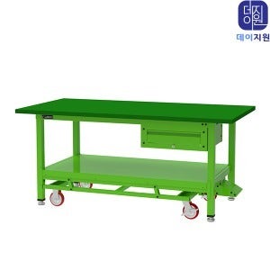 [지원] 일반작업대 HWT15-1DM ( 서랍-1단 / 하부선반-1단 / 바퀴-회전2, 고정2 / 1500*750*800 )