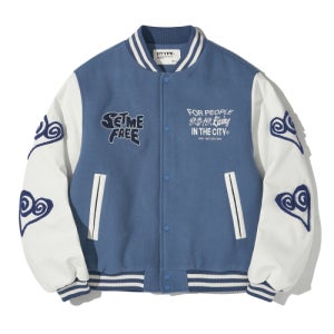 [어반디타입] UB 배색 레더 울 바시티 자켓_블루 UBDFJK002BL