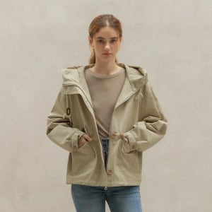 [논앤논][NONANDNON]HOOD HALF TRENCH COAT_NHCT4104 (LIGHT BEIGE)(K1724055218298020BE01)