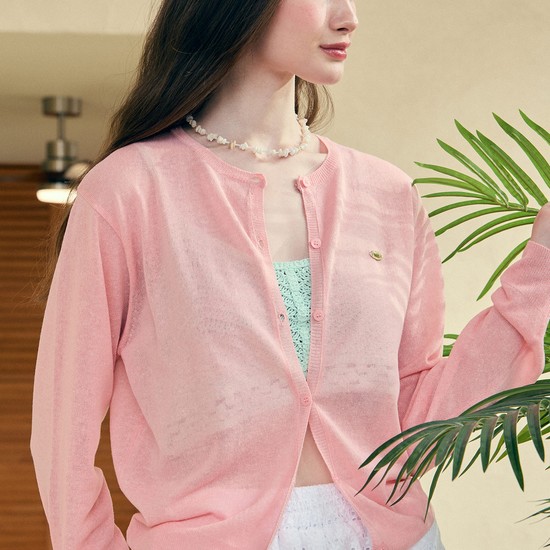 [논로컬]Seethrough Round Neck Cardigan  Pink Pink N25SMKN002PK