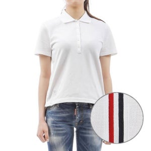 톰브라운 여성 화이트 폴로 반팔 티셔츠 FJP014A 00050 100 카라 24SS 1416902 135246330