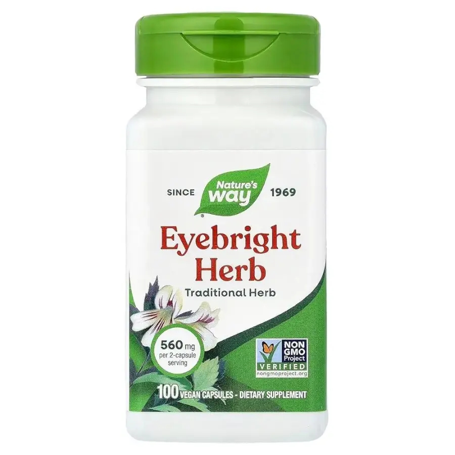 <b>Nature’s Way</b> Eyebright Herb, 1회 제공량당 860mg, 비건 캡슐 100개