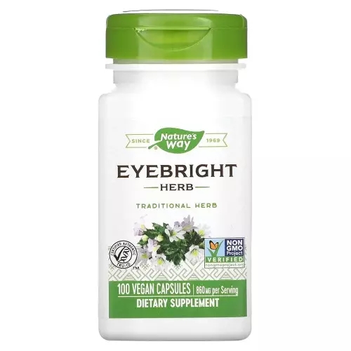 <b>Nature’s Way</b> Eyebright Herb, 1회 제공량당 860mg, 비건 캡슐 100개