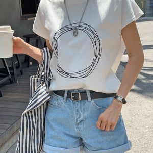 써클나염 캡소매티셔츠