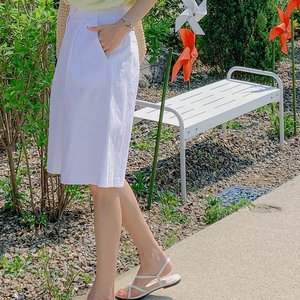 주이트 면반바지,6부 와이드핏 핀턱 뒷밴딩 반바지 여성 빅사이즈