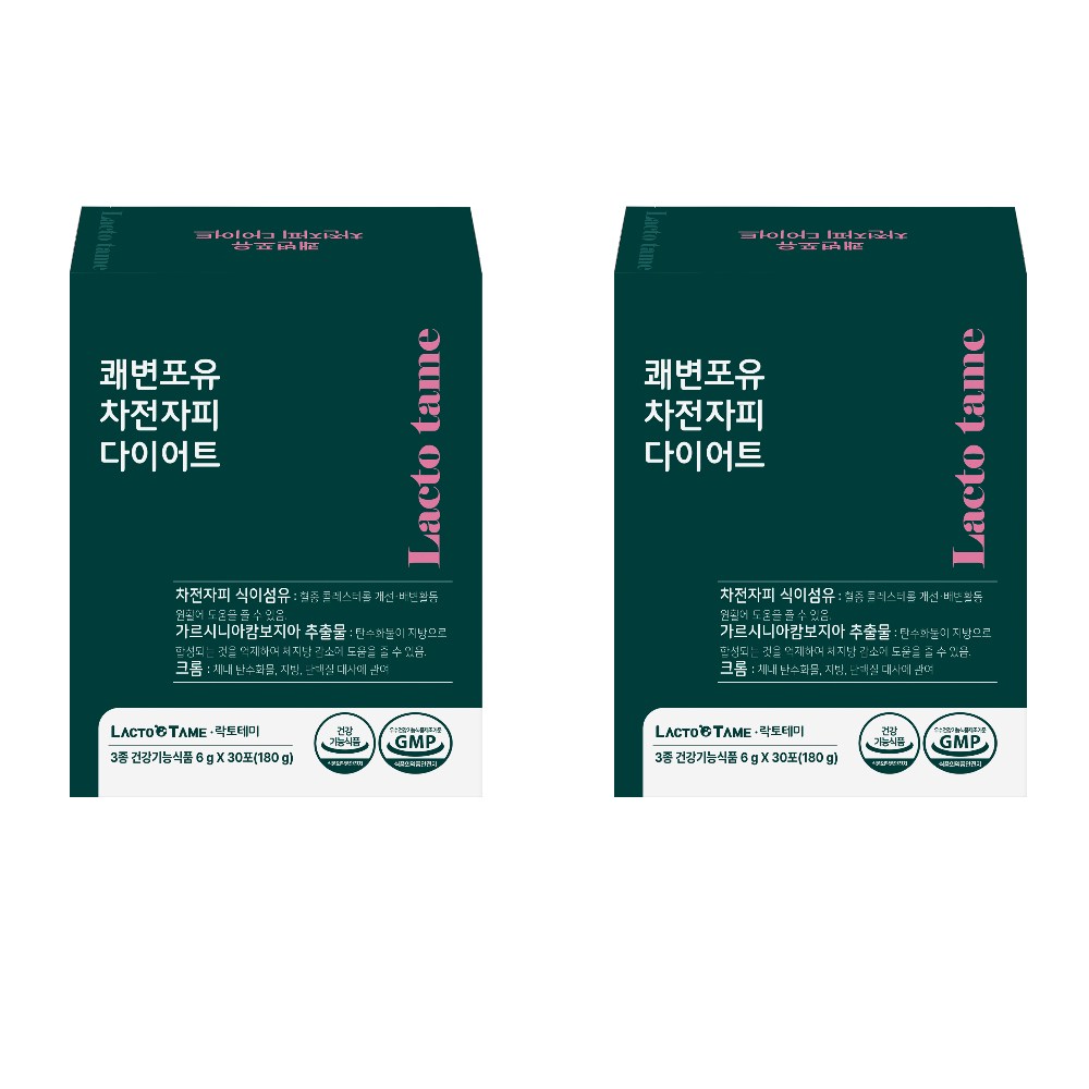 락토테미 <b>변비</b>해소 차전자피식이섬유가르시니아 크롬 3종기능성 다이어트30포  2박스