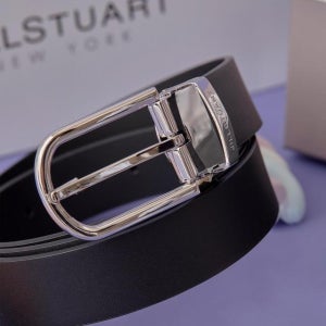 [질스튜어트 액세서리 남성] [선물BEST][이지커팅] 블랙 실버 버클 남자 가죽 벨트 JUBE5F072BK