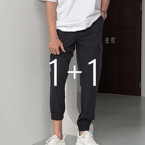 1+1 남성 여름용 카고 조거 팬츠