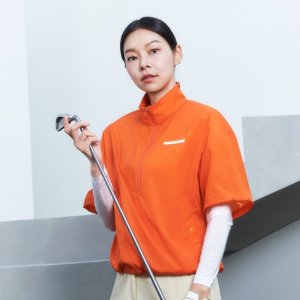 여성 스트라이프 에리 반팔 아노락(X1WJW6102OR)