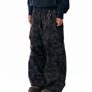 [아캄] Knee Pin-tuck Camouflage Twill Pants (Black) AK24PT34BK