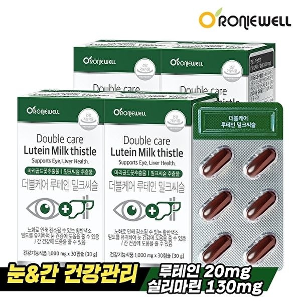 [로니웰]로니웰 더블케어 <b>루테인</b> <b>밀크씨슬</b> 30캡슐 x 4개 (총 4개월분)