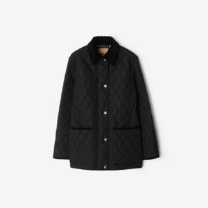 Burberry 퀼팅 나일론 반 재킷 , 크기: S, 블랙/샌드 베이지