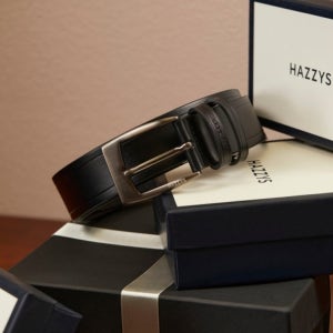 [헤지스 액세서리 남성] [스테디셀러]블랙 음각로고 소가죽 벨트 WUBE4F953BK