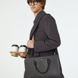 [닥스 액세서리 남성] [스테디셀러]블랙 로고프린트 소가죽 서류가방 WBBA4F321BK