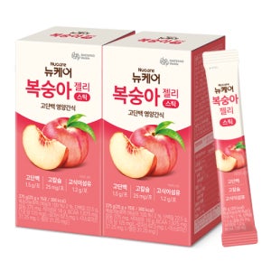 [본사공식몰] 뉴케어 뉴케어 복숭아젤리 스틱 (25g x 15포)X2  대상웰라이프 고단백 고칼슘 고식이섬유 영양간식