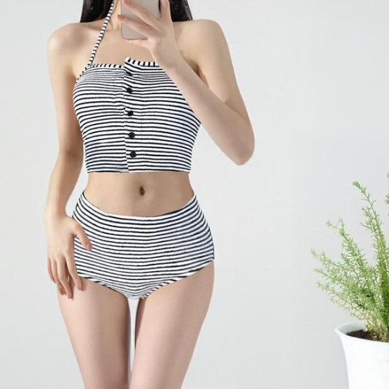 써니 패션여성 여름 휴가 홀터넥 하이웨스트 비키니