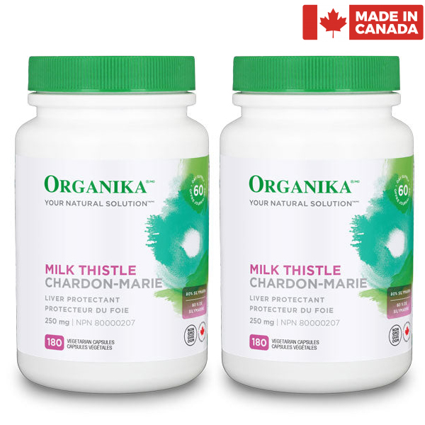 [캐나다] <b>오가니카</b> 밀크씨슬 250mg 180정 2개 80% 실리마린 간건강 영양제 Organika Milk Thistle