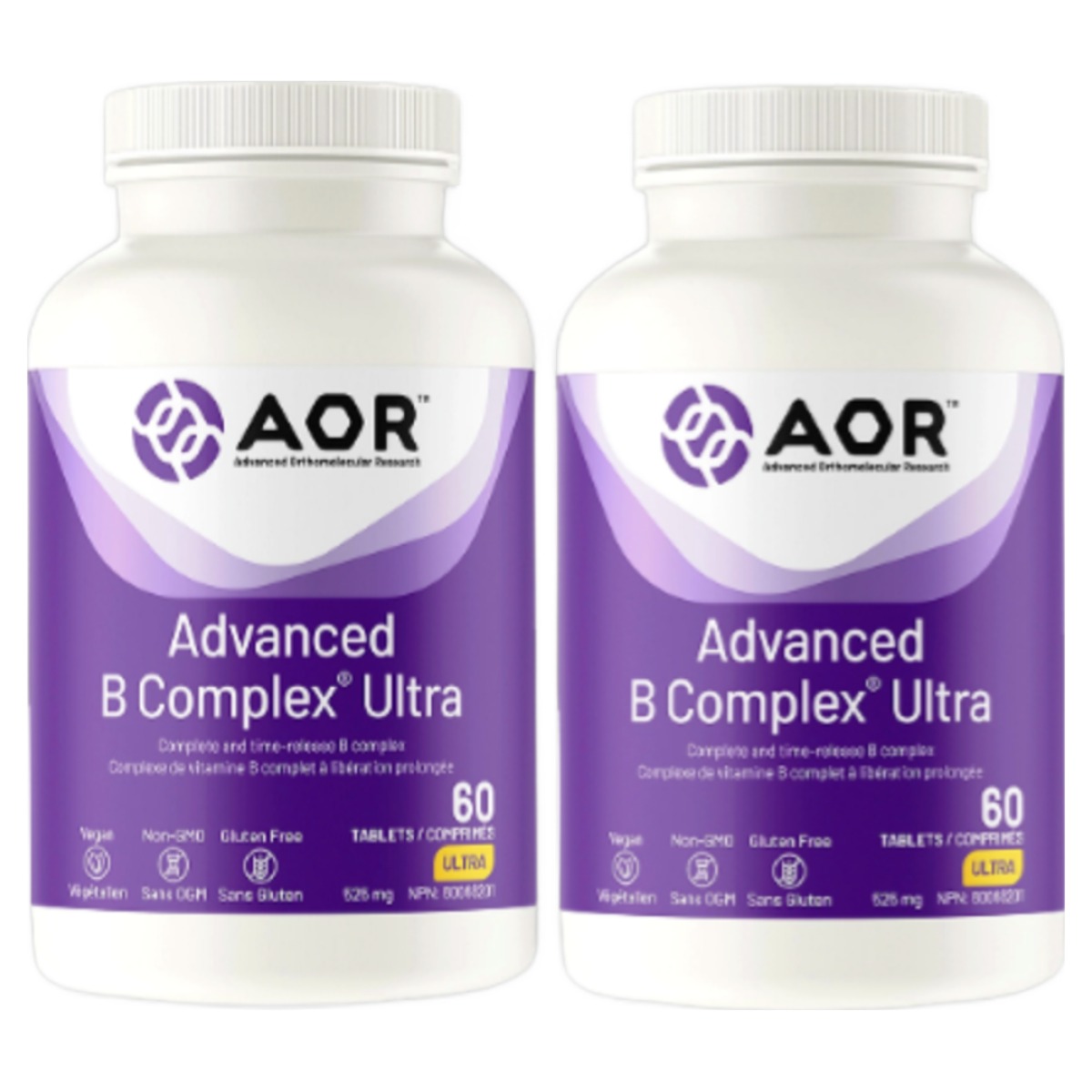 캐나다직구 에이오알 활성형 어드벤스드 비타민 <b>B 컴플렉스 울트라</b> 60정 2개 타임릴리스 서방형 AOR <b>Advanced B</b> Complex <b>Ultra</b>