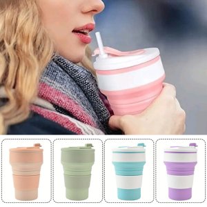 실리콘휴대용컵 실리콘 접이식 텀블러 머그 컵 500ml  로고판촉물